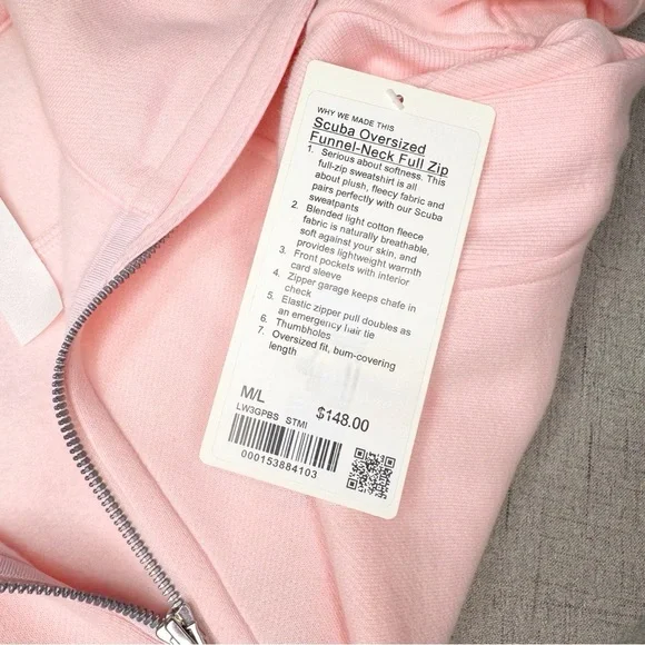 Lululemon Scuba Oversized Funnel Neck Full Zip Jacket Strawberry Milkshake NWT - Picture 14 of 14